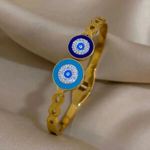 Evil Eye Stainless Steel Bangle Bracelet